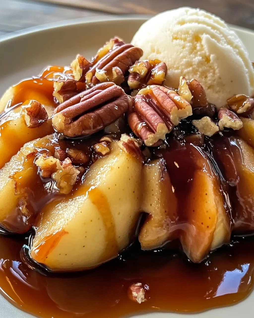 Blühende Gegrillte Äpfel mit Karamell und Nüssen