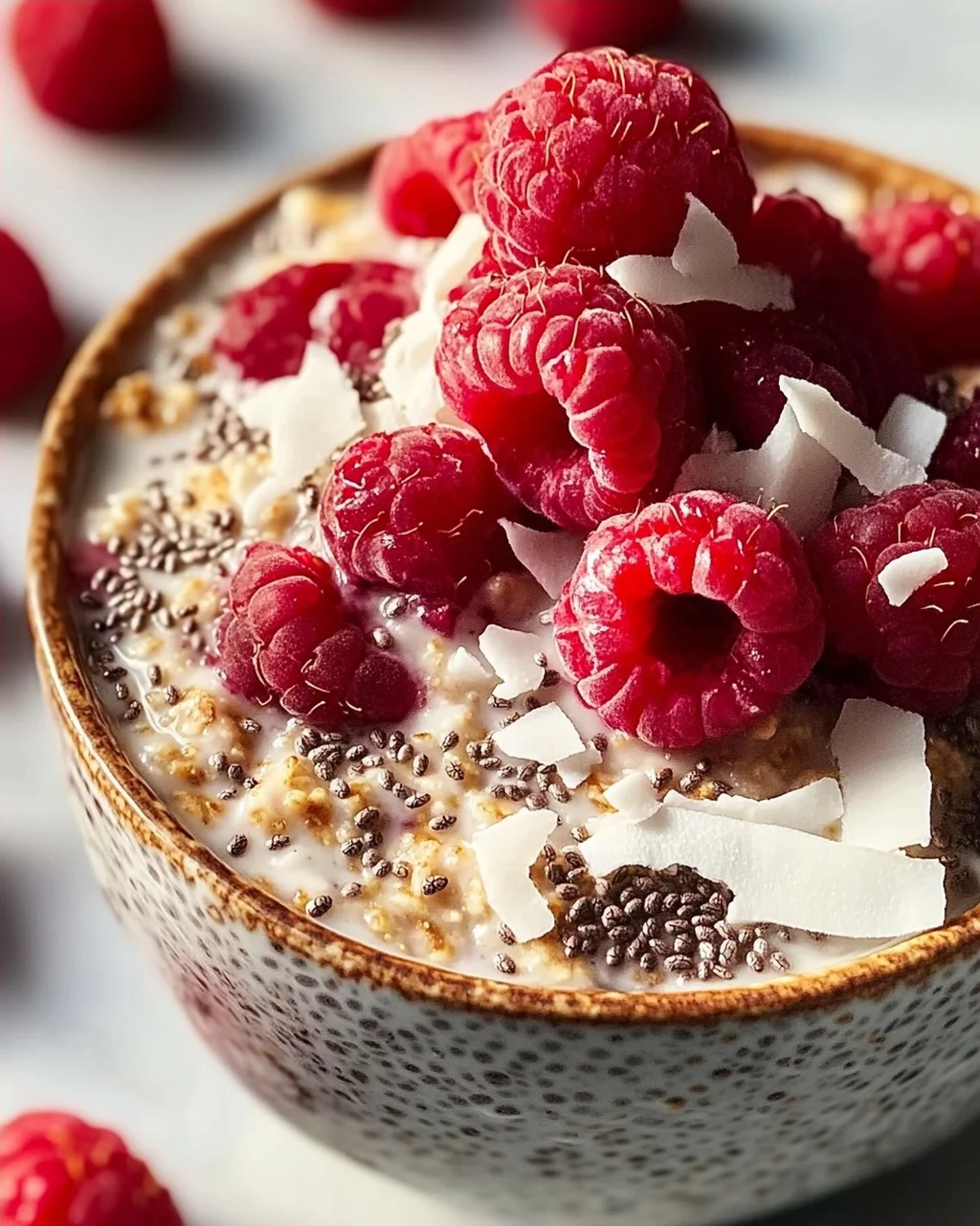 Chia Overnight Oats mit Himbeeren