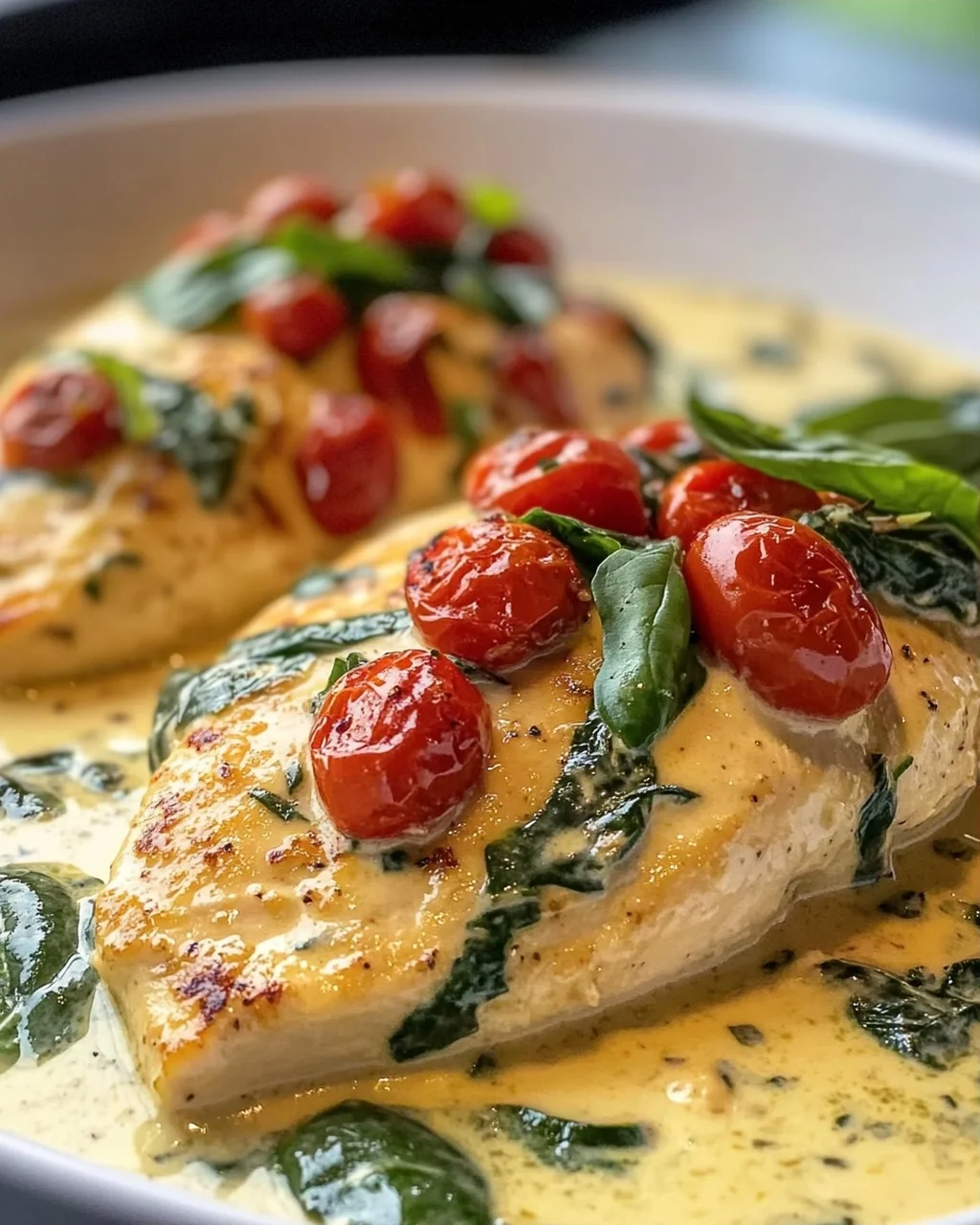 Creamy Tuscan Chicken with Basil and Cream Sauce