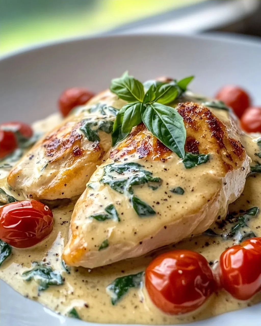 Creamy Tuscan Chicken with Basil and Cream Sauce
