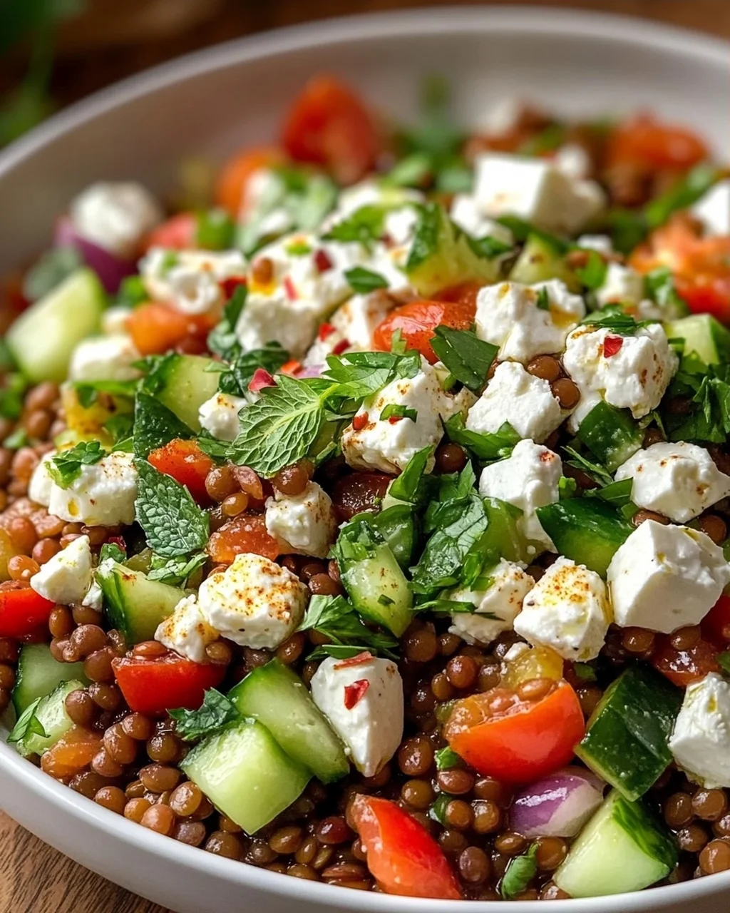 Cremiger Orientalischer Linsensalat Feta