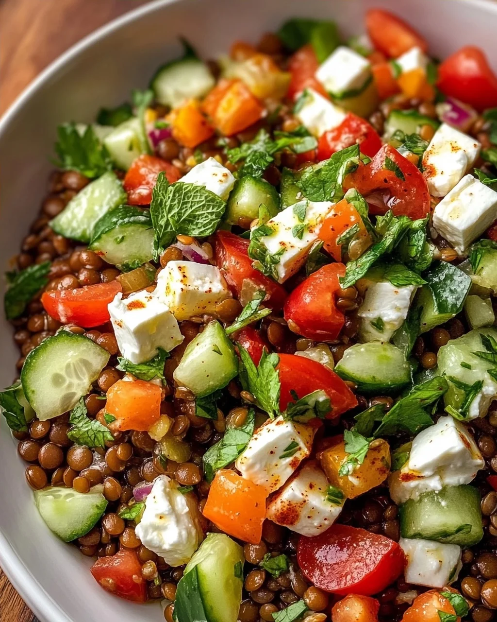 Cremiger Orientalischer Linsensalat Feta
