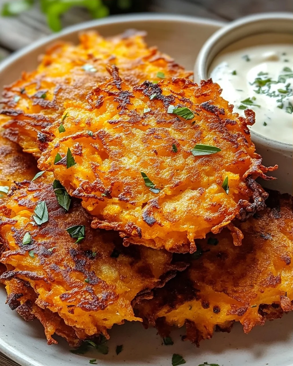 Crispy Butternut Squash Fritters mit Knoblauchdip Rezept