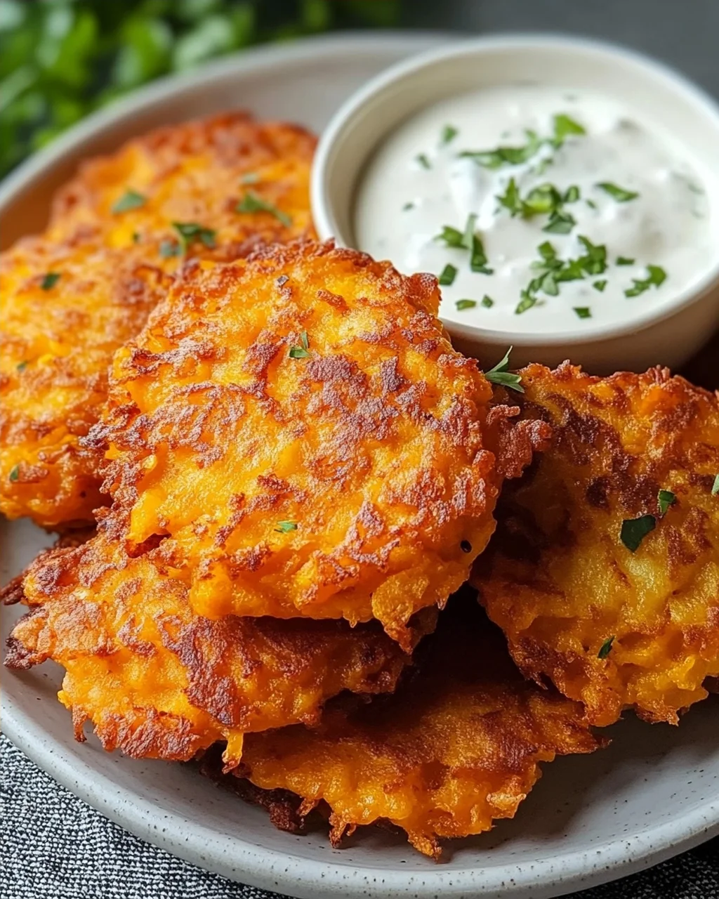 Crispy Butternut Squash Fritters mit Knoblauchdip Rezept