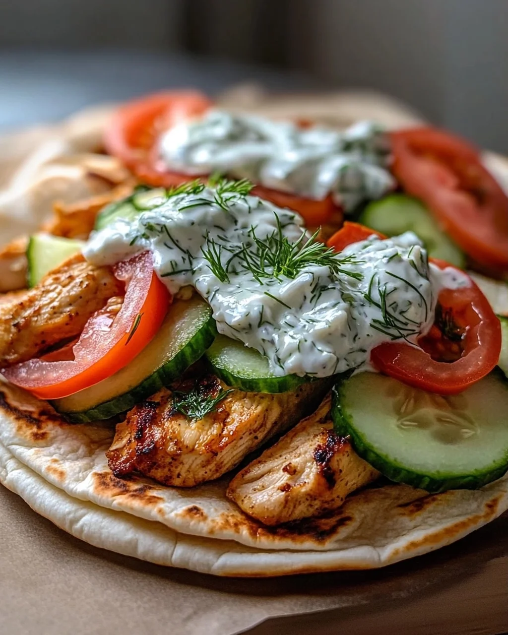 Crockpot Griechische Hähnchen-Pitas mit Tzatziki Rezept