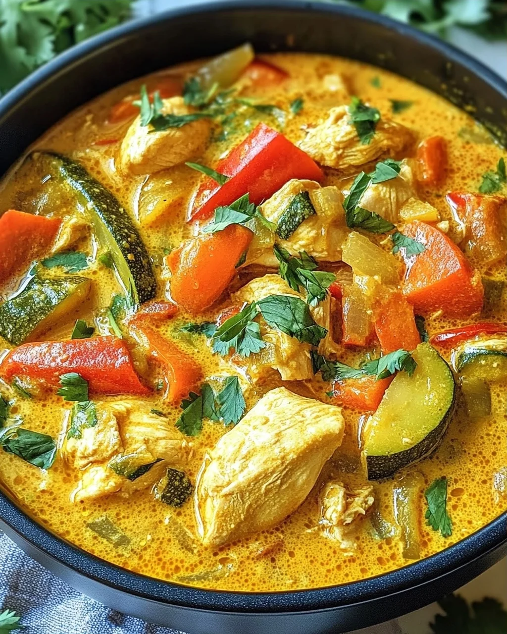 Currysuppe mit Hähnchen