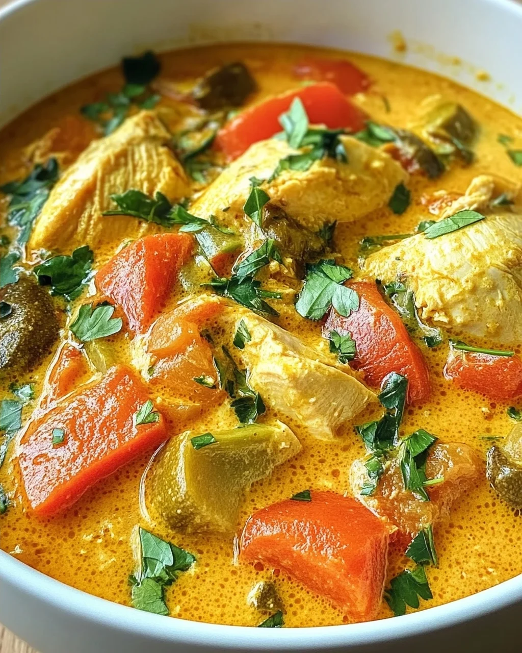 Currysuppe mit Hähnchen