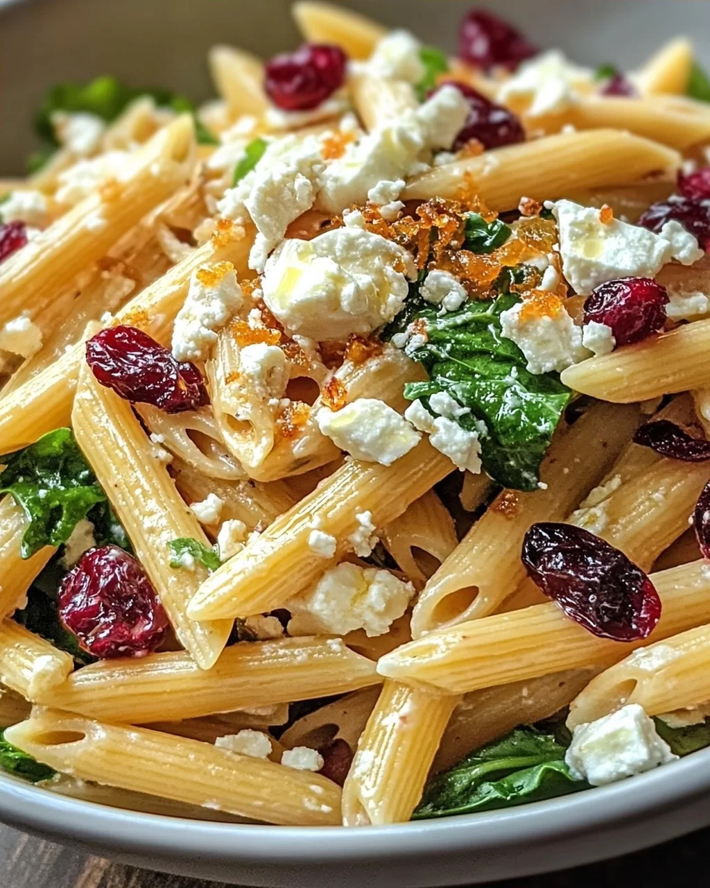 Feta-Cranberry-Penne-Salat mit Orangen-Vinaigrette Rezept