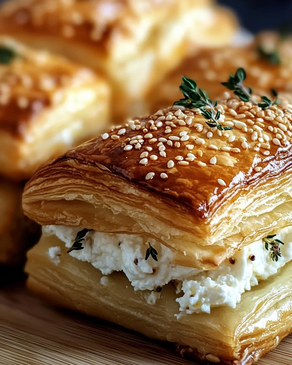Feta im Blätterteig mit Sesam und Thymian