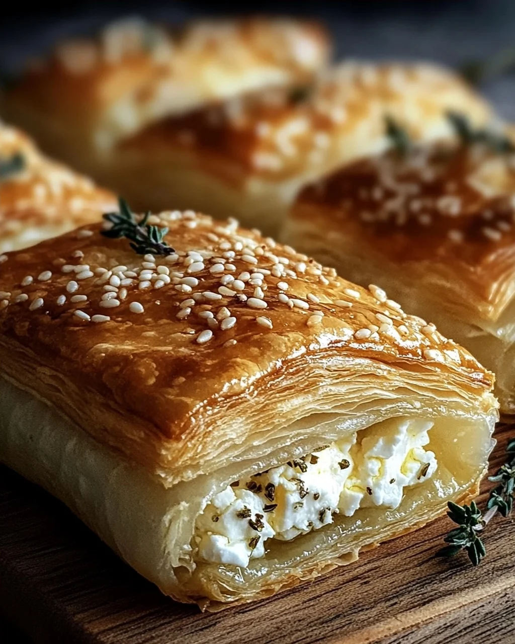 Feta im Blätterteig mit Sesam und Thymian
