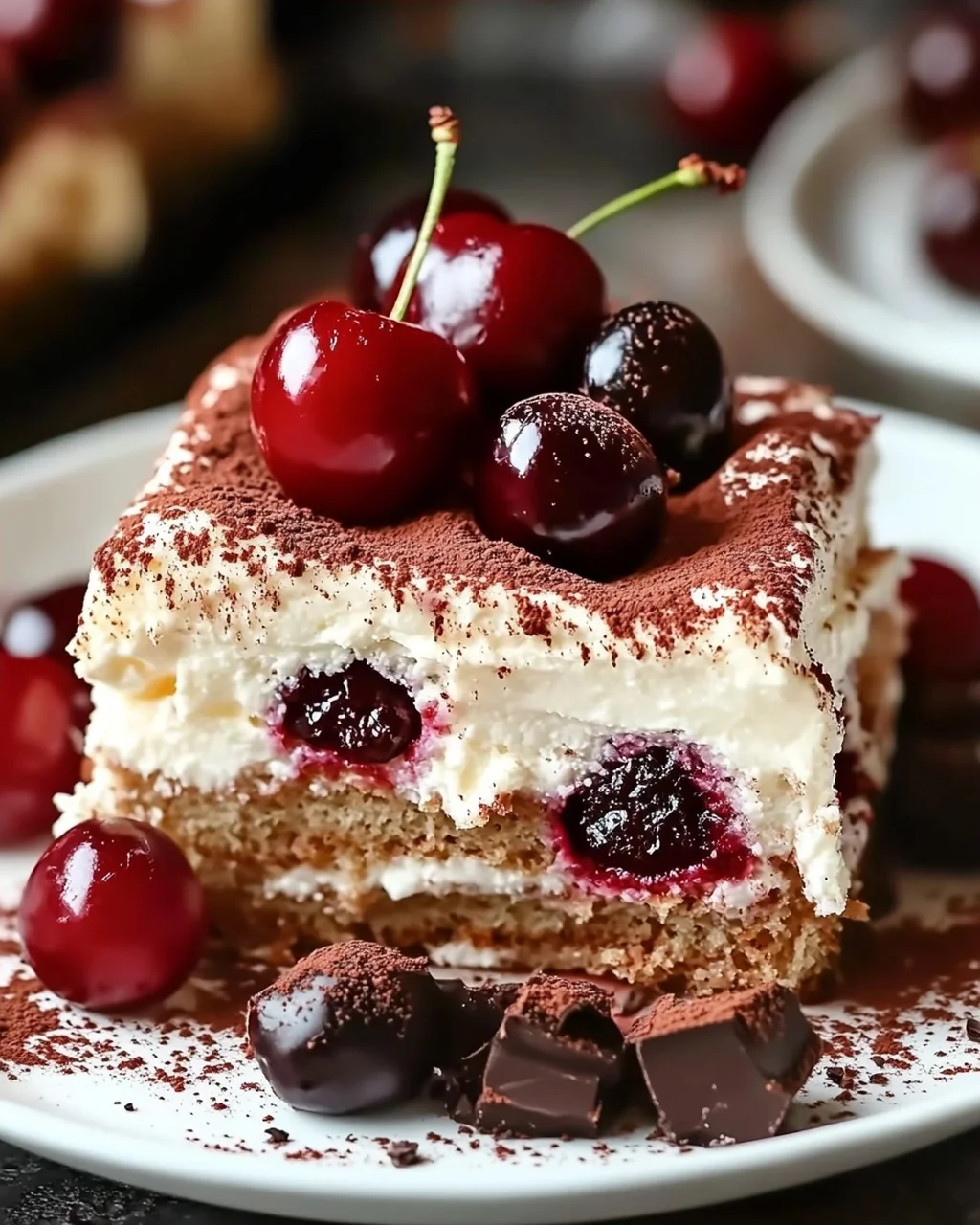 Fruchtiges Kirsch-Tiramisu mit Amaretto-Geschmack (alkoholfrei)
