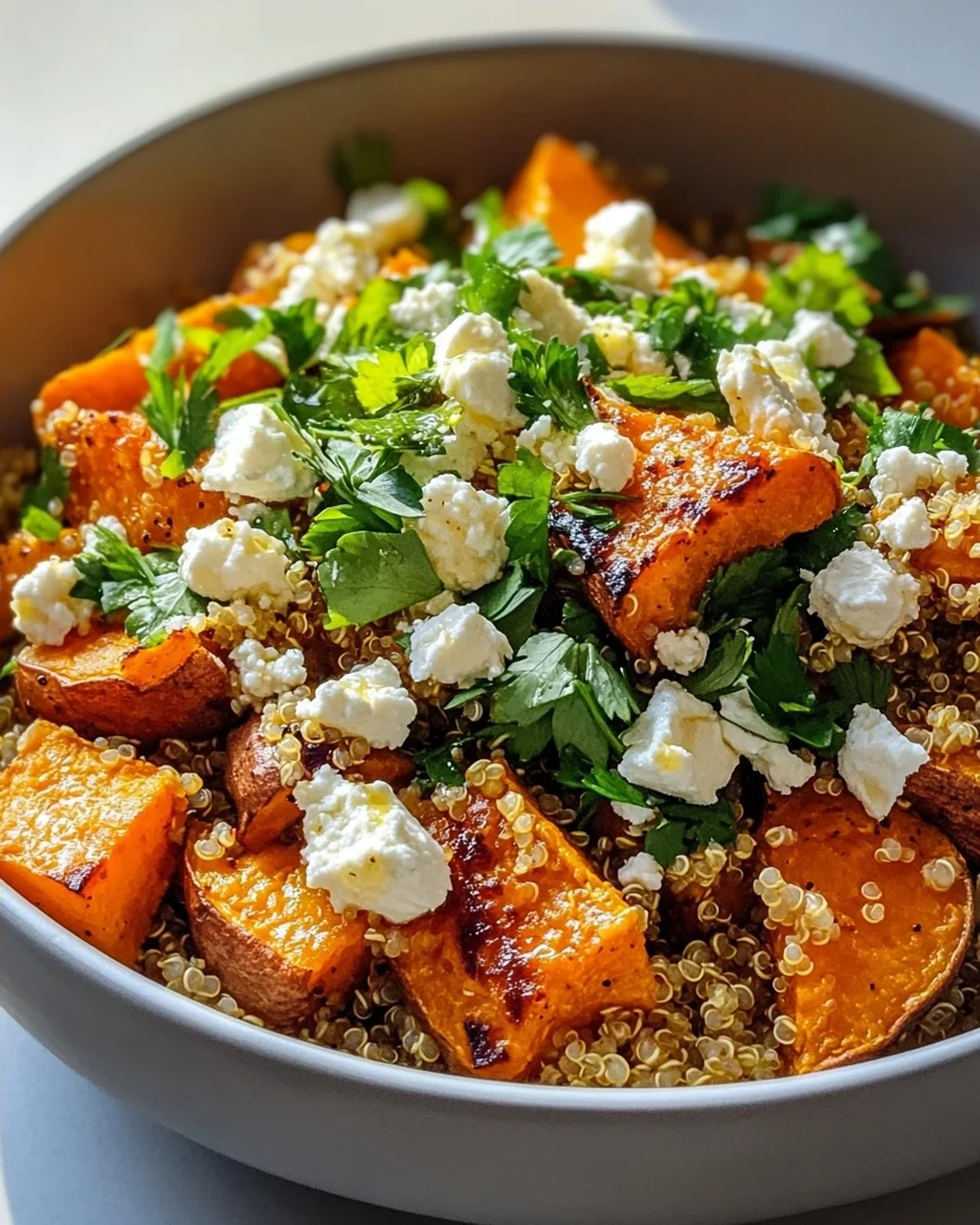 Genieße: Süßkartoffel Quinoa Bowl mit Honig, Feta – So Lecker!