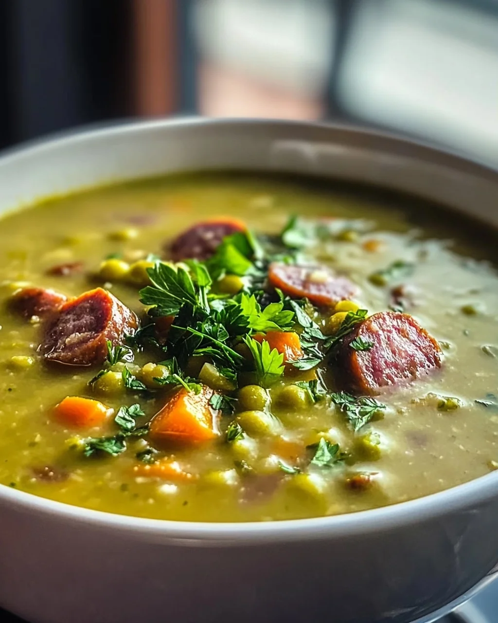 German Split Pea Soup With Smoked Sausage – Hearty Recipe!