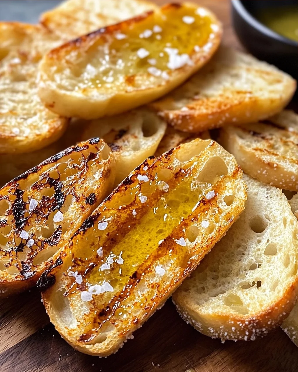 Grillbrot mit Olivenöl und Meersalz
