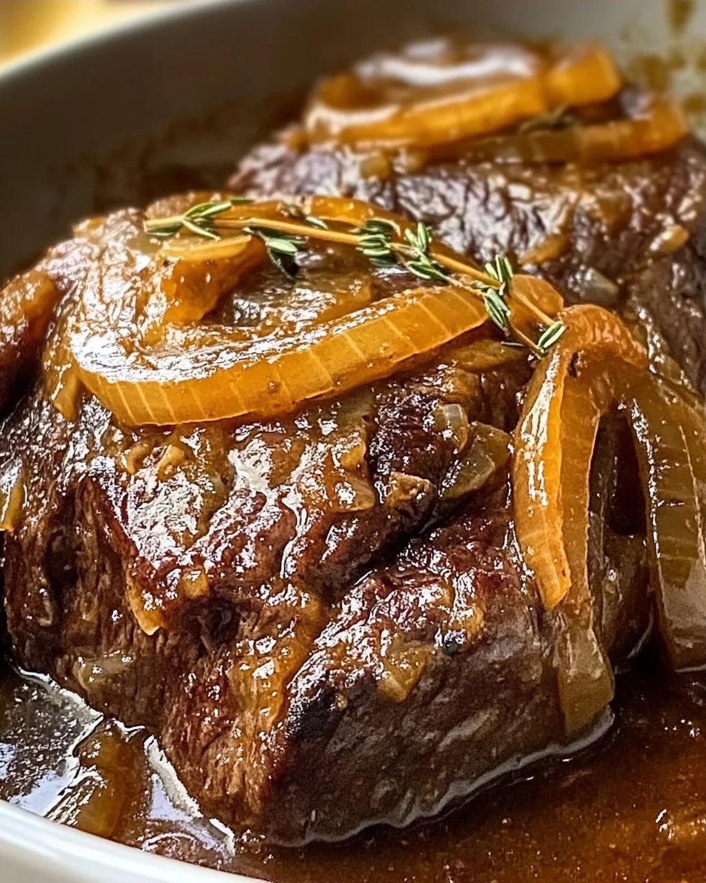 Herzhafter französischer Zwiebel-Rinderbraten für Gemütlichkeit