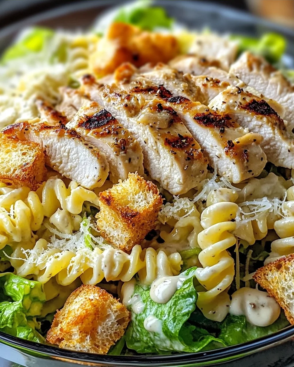 Hühnchen Caesar Pasta Salat für jeden Tag