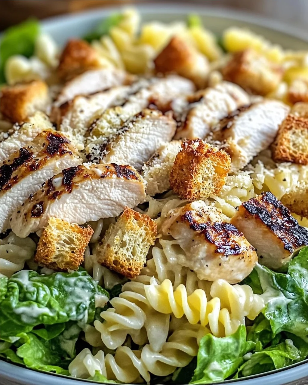 Hühnchen Caesar Pasta Salat für jeden Tag