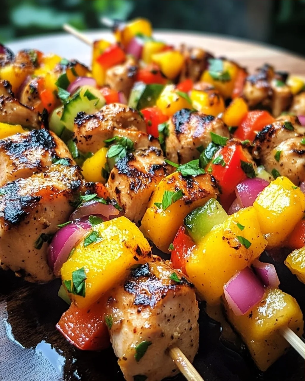 Karibische Hähnchenspieße mit Mango-Salsa