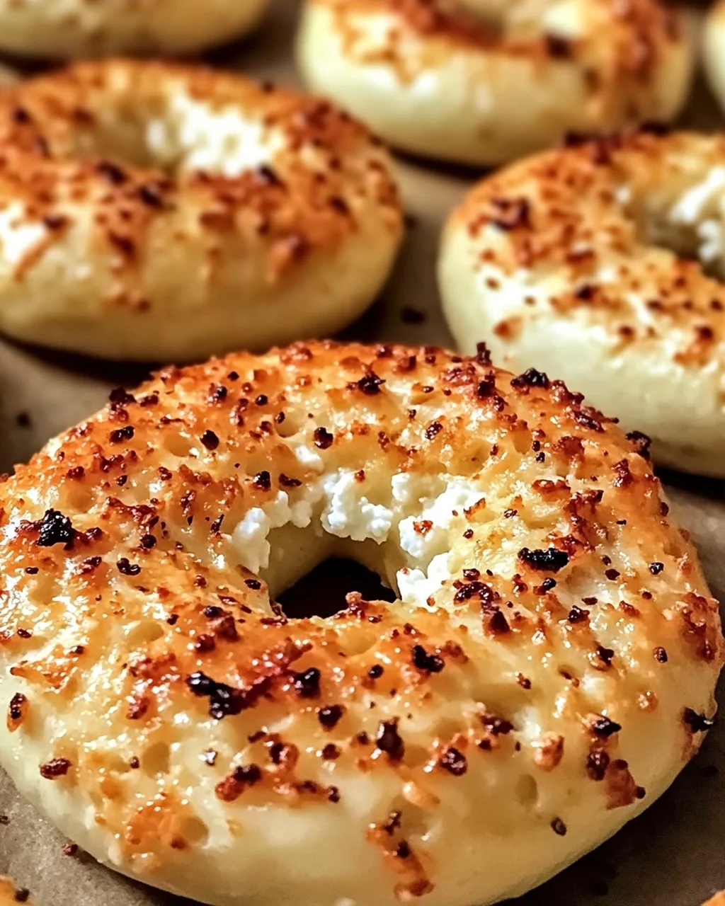 Knoblauch-Parmesan-Hüttenkäse-Bagels ganz einfach