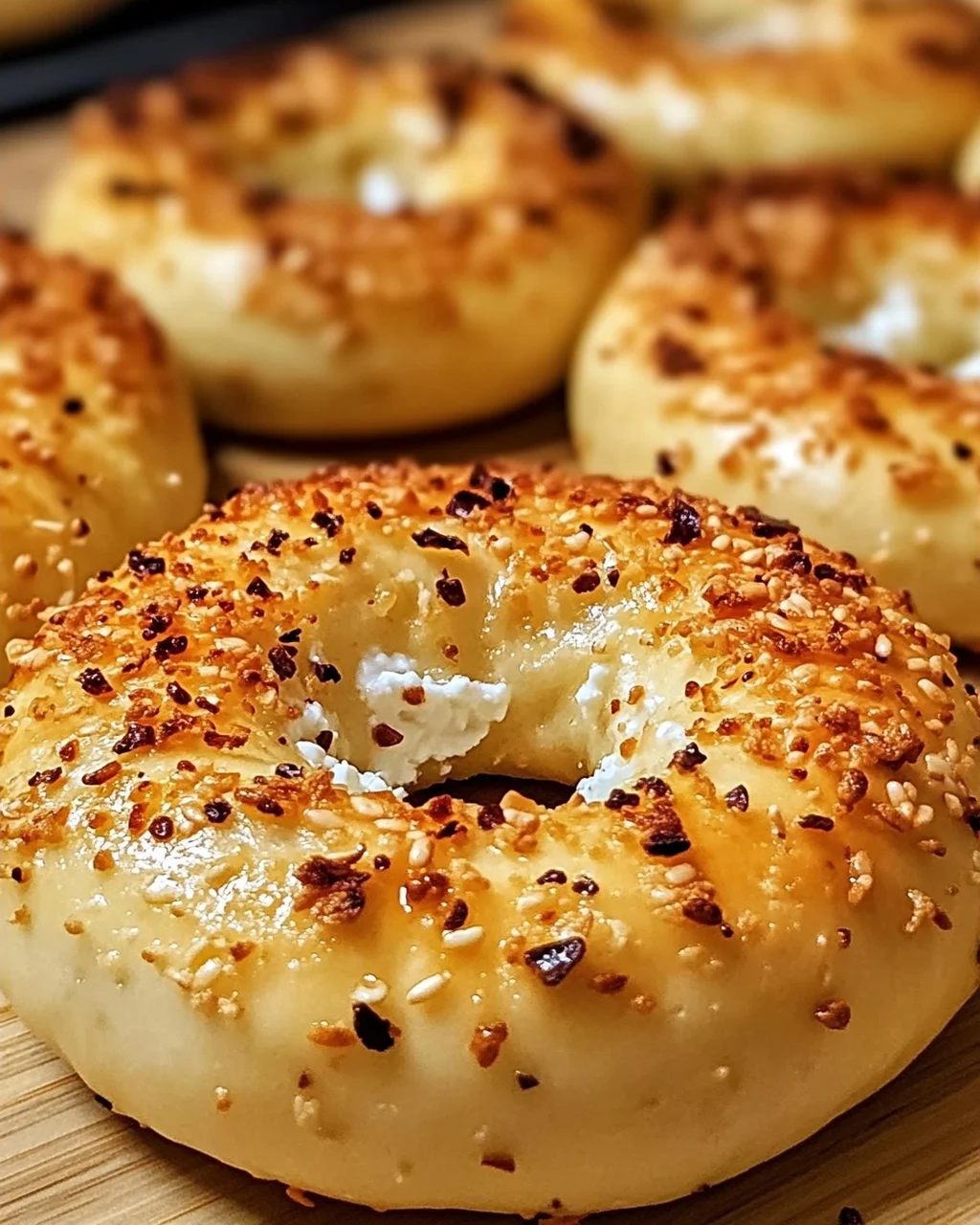 Knoblauch-Parmesan-Hüttenkäse-Bagels ganz einfach