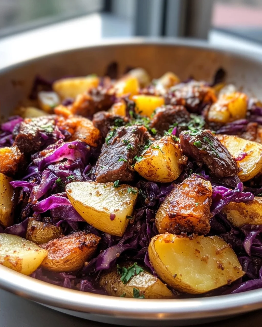 Köstliche Rotkohl Pfanne mit Kartoffeln: Einfach & Sättigend