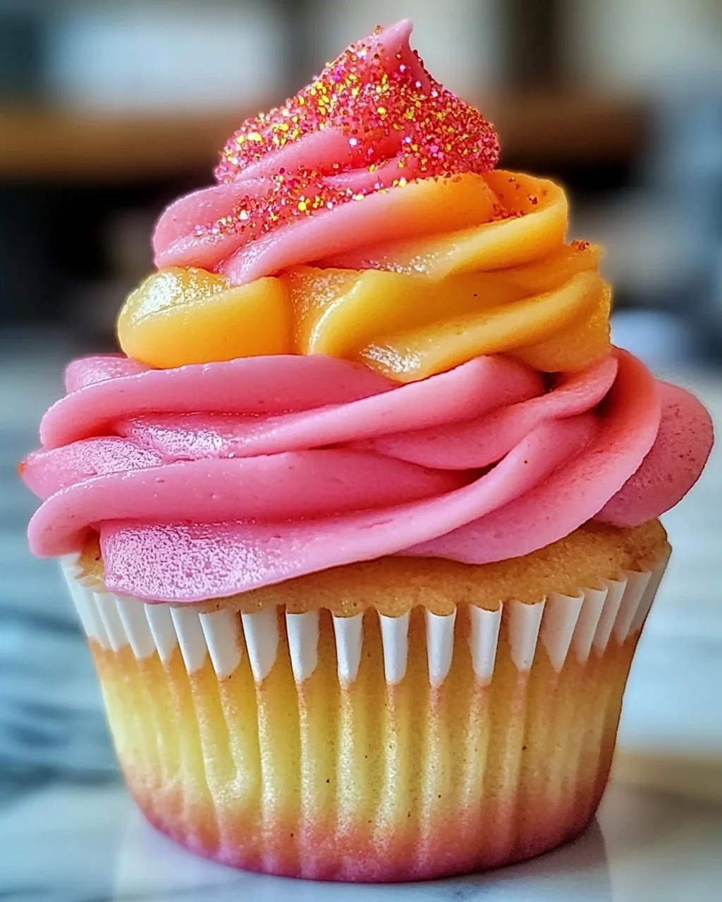 Mango Erdbeer Sonnenuntergang Cupcakes für jeden Anlass
