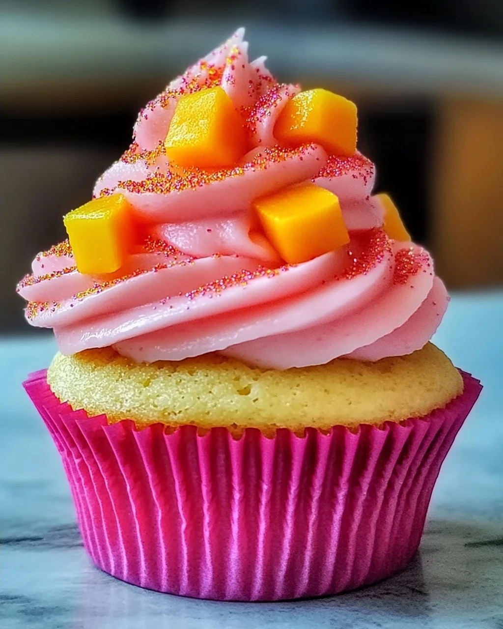Mango Erdbeer Sonnenuntergang Cupcakes für jeden Anlass