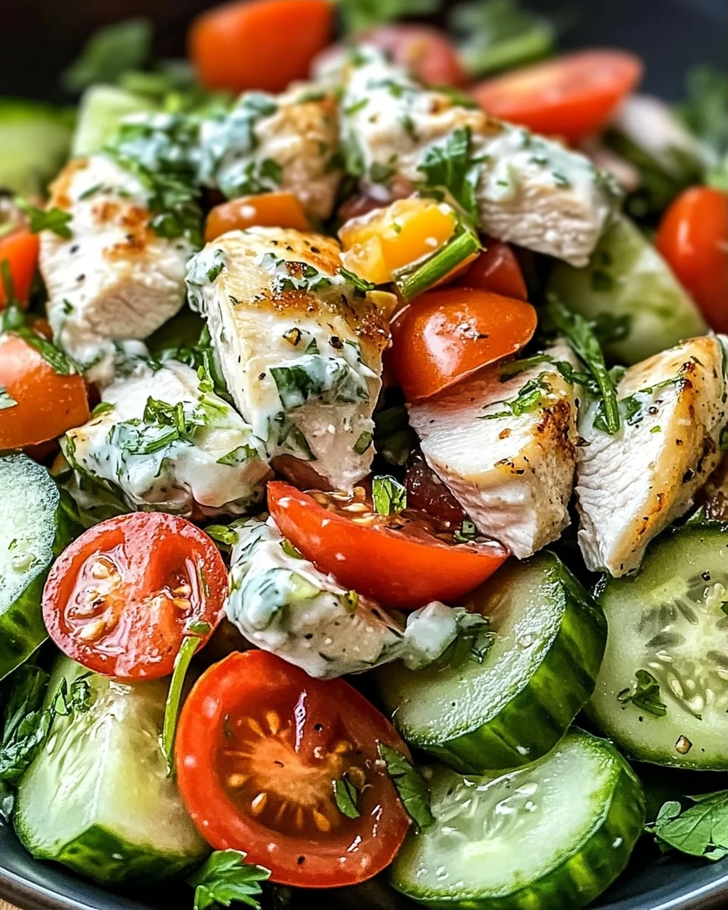 Mediterraner Tzatziki-Hähnchensalat