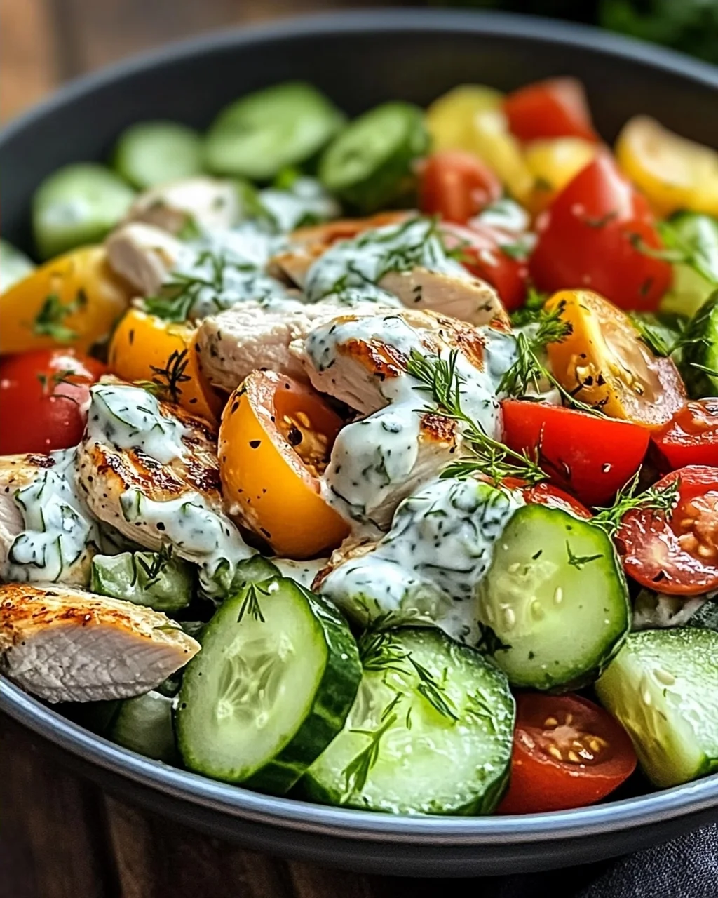 Mediterraner Tzatziki-Hähnchensalat