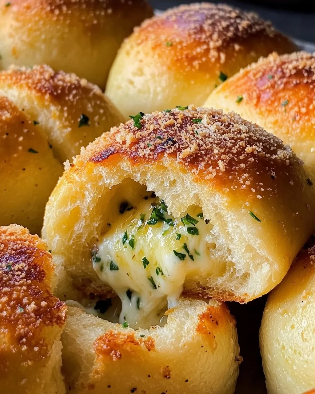 Megalecker Knoblauch Brötchen gefüllt mit Mozzarella Käse