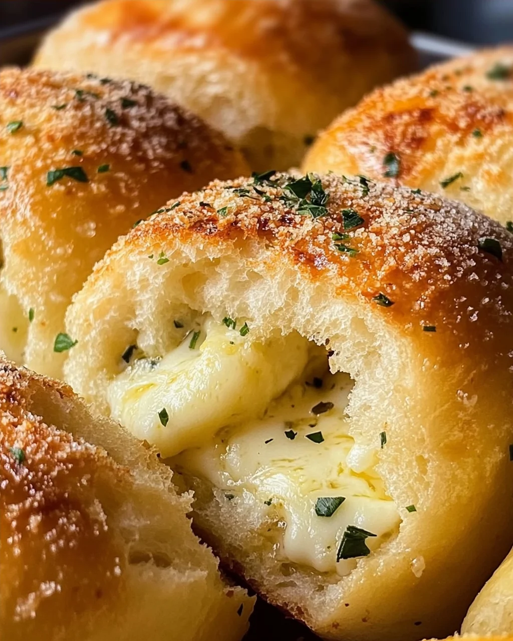 Megalecker Knoblauch Brötchen gefüllt mit Mozzarella Käse