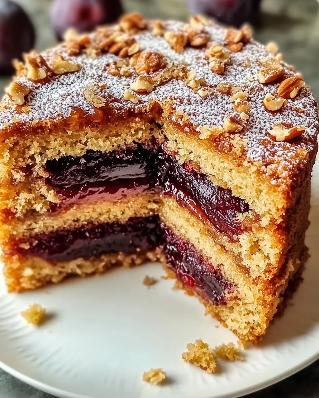 Nussiger Zimtkuchen Mit Pflaumenfüllung