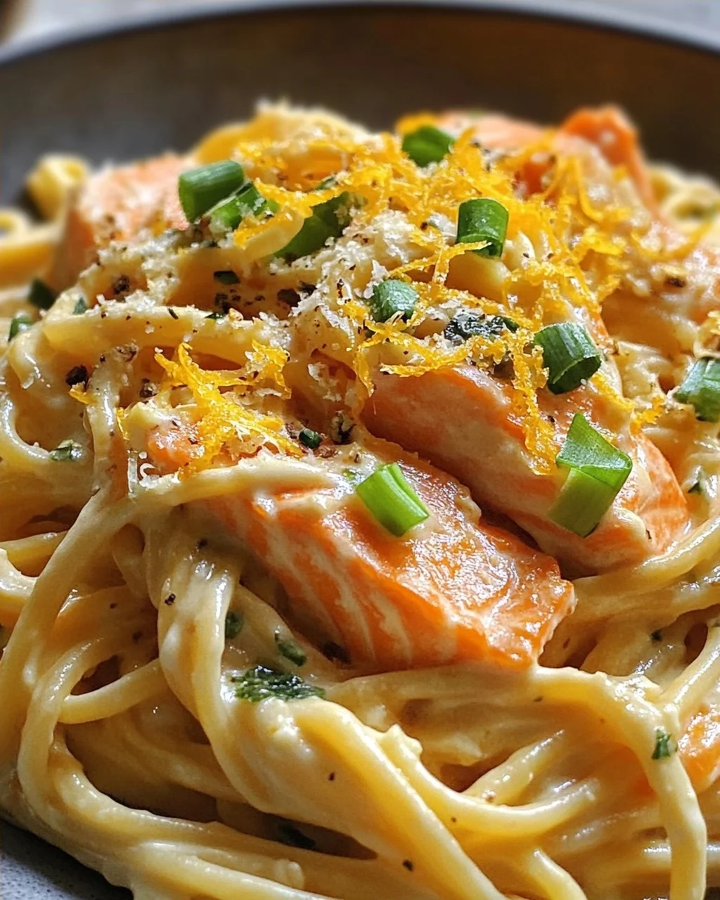 Orangen Lachs Pasta