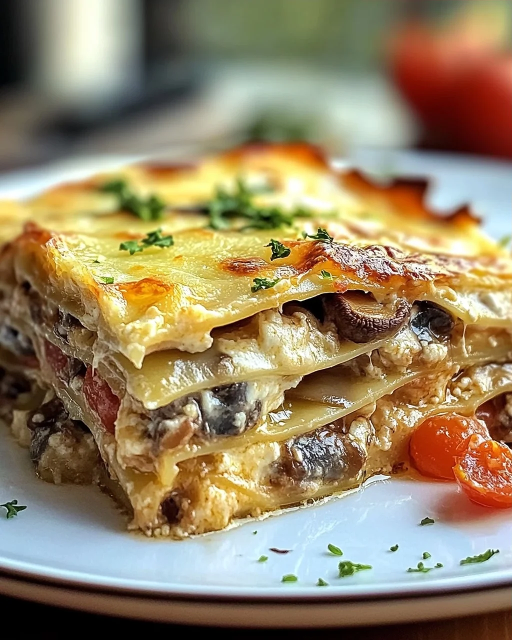 Pilzlasagne mit Traubentomaten – Vegetarischer Genuss