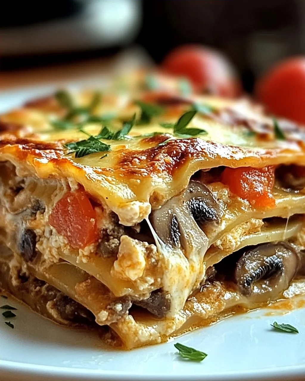 Pilzlasagne mit Traubentomaten – Vegetarischer Genuss