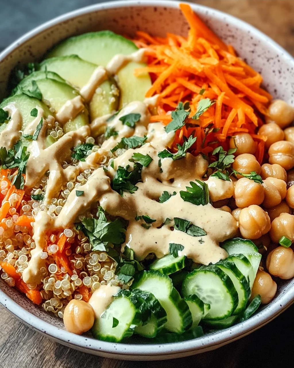 Quinoa-Gemüse-Bowl mit Tahini-Dressing
