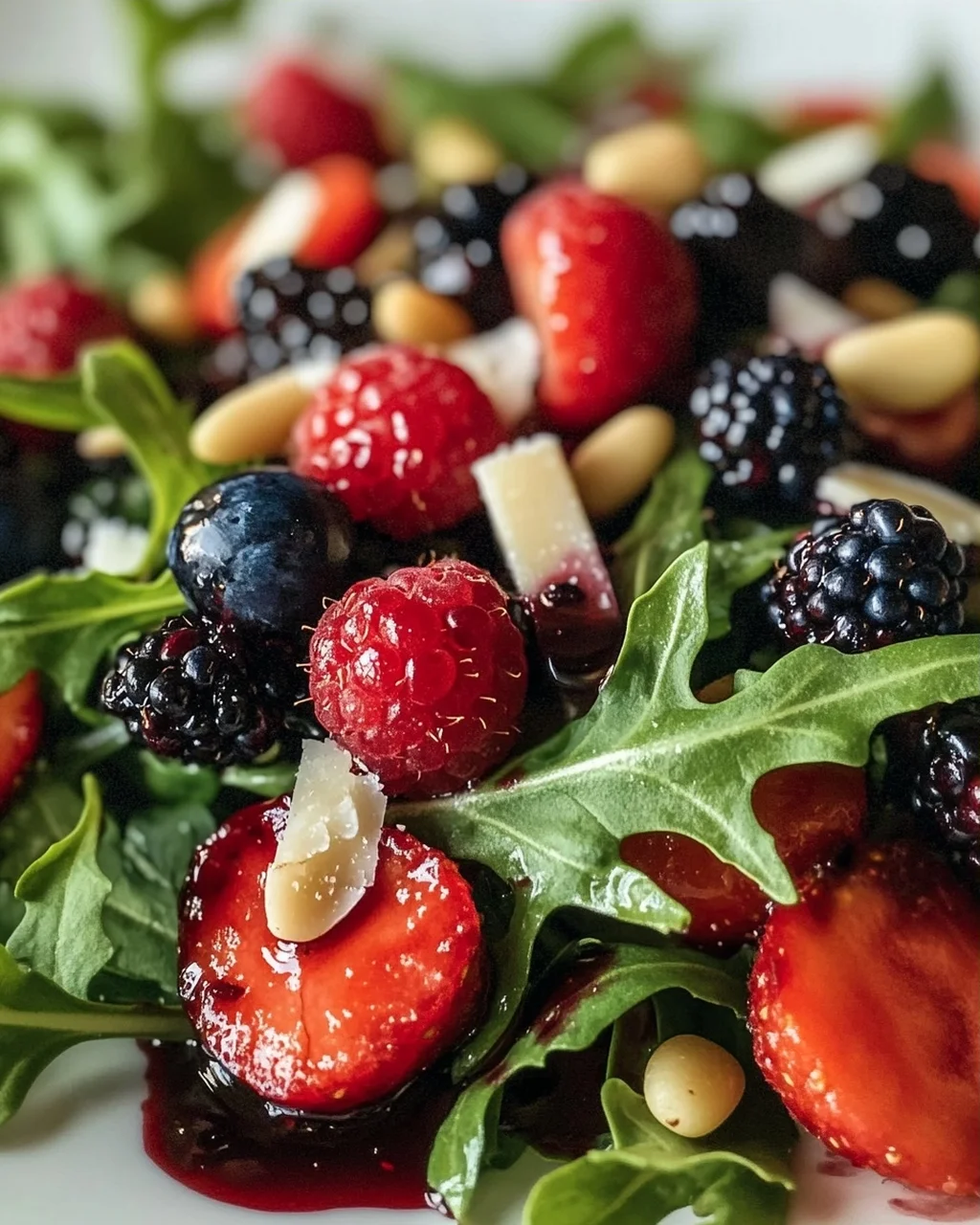 Sommerlicher Rucola Salat mit Erdnon-alcoholic beeren & Balsamico