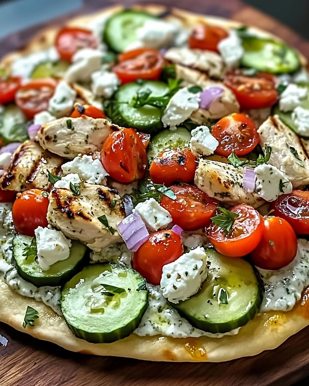 Tzatziki Hähnchen Pizza: Mediterranes Genussfeuer