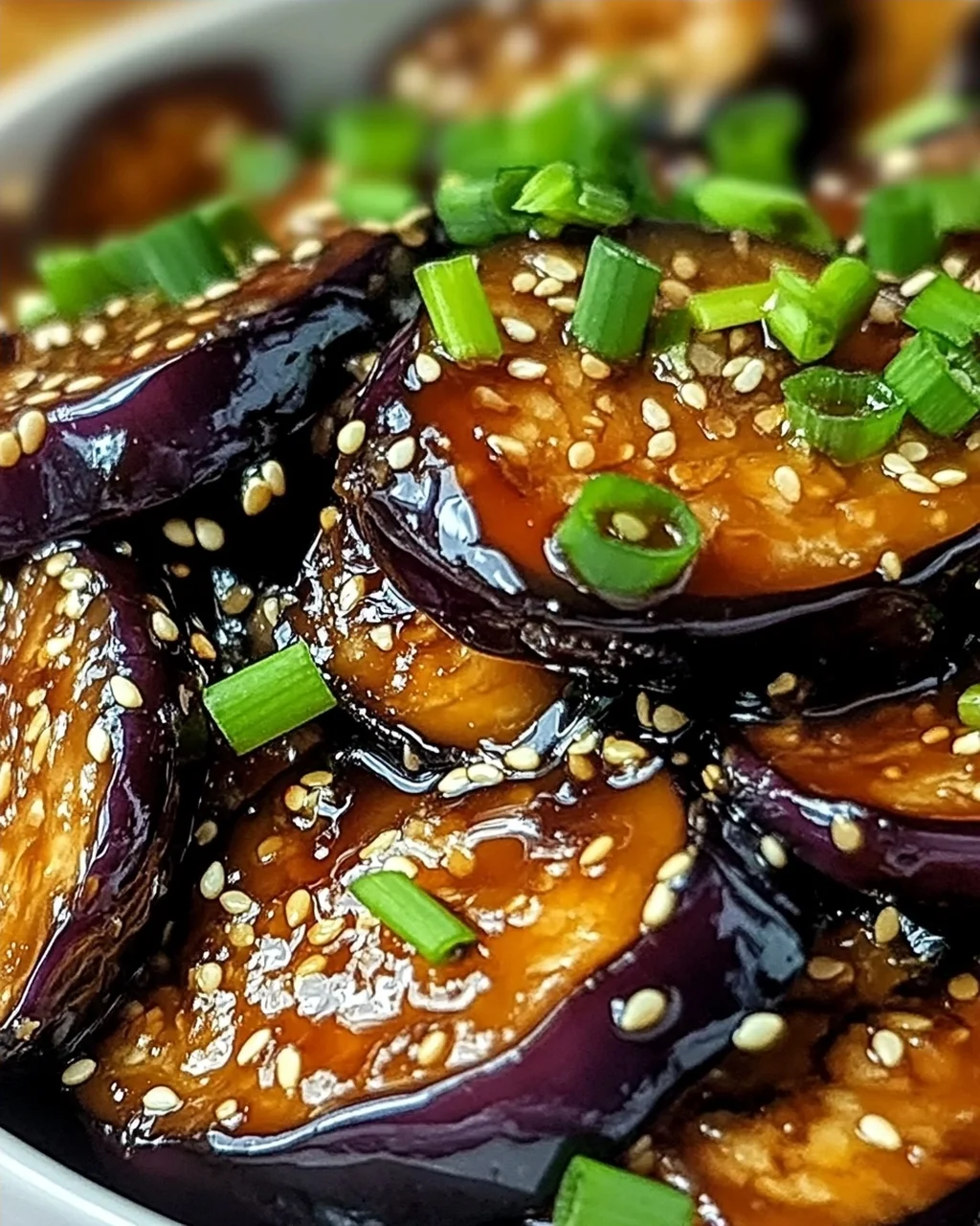 Unwiderstehlicher Klebriger Knoblauch-Aubergine Genuss