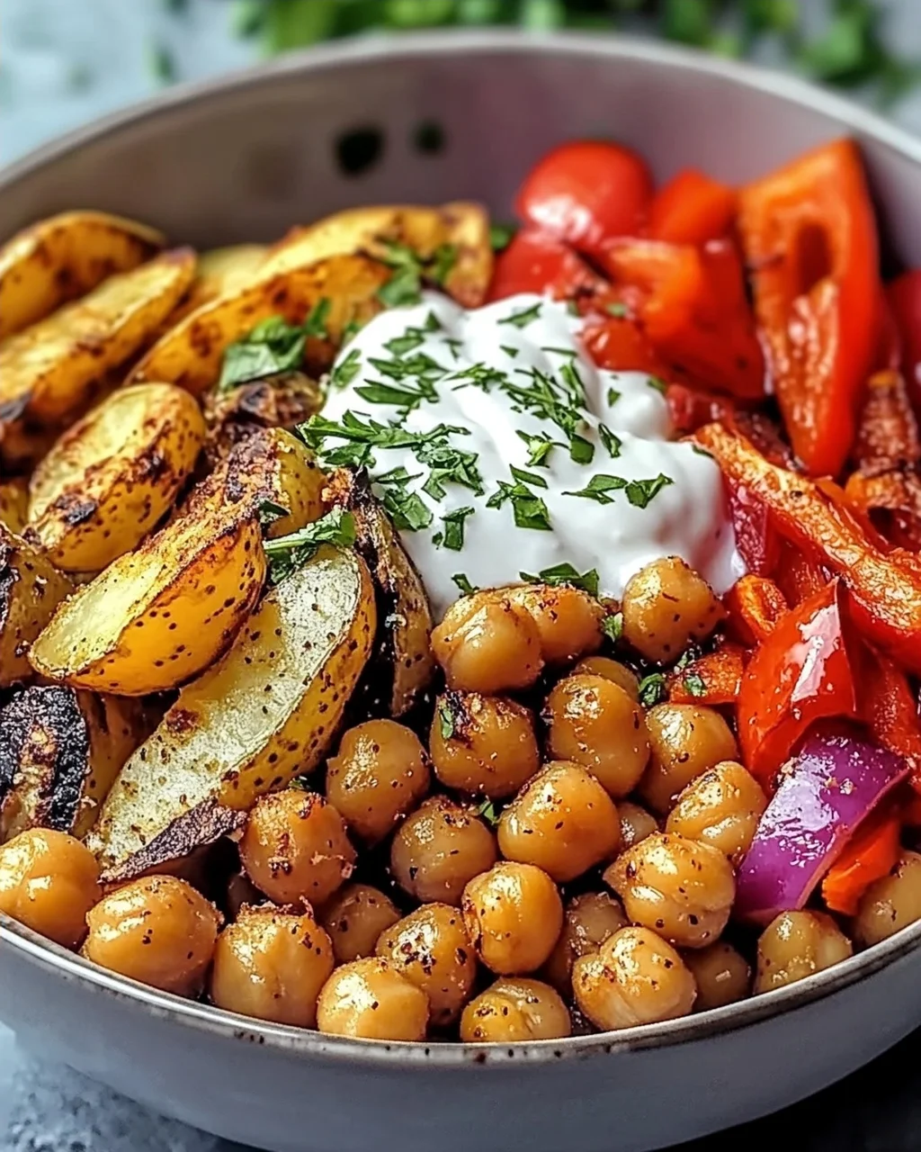 Vegan Mediterrane Gegrillte Gemüse Schüssel Genuss