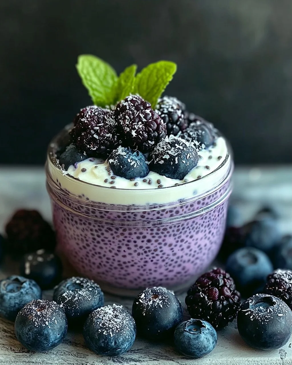 Veganer Blaubeer-Chia-Pudding