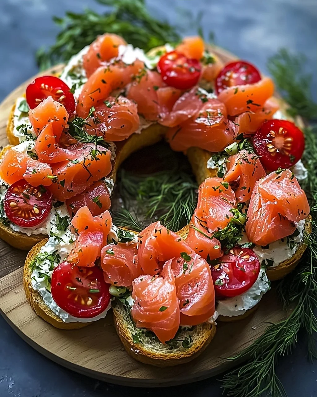Weihnachtslachs Bruschetta Kranz Rezept für festliche Genussmomente