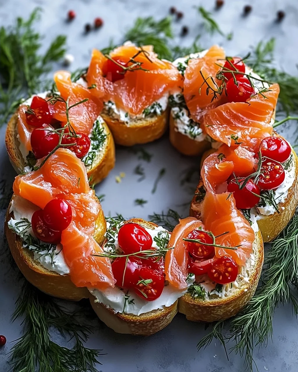 Weihnachtslachs Bruschetta Kranz Rezept für festliche Genussmomente
