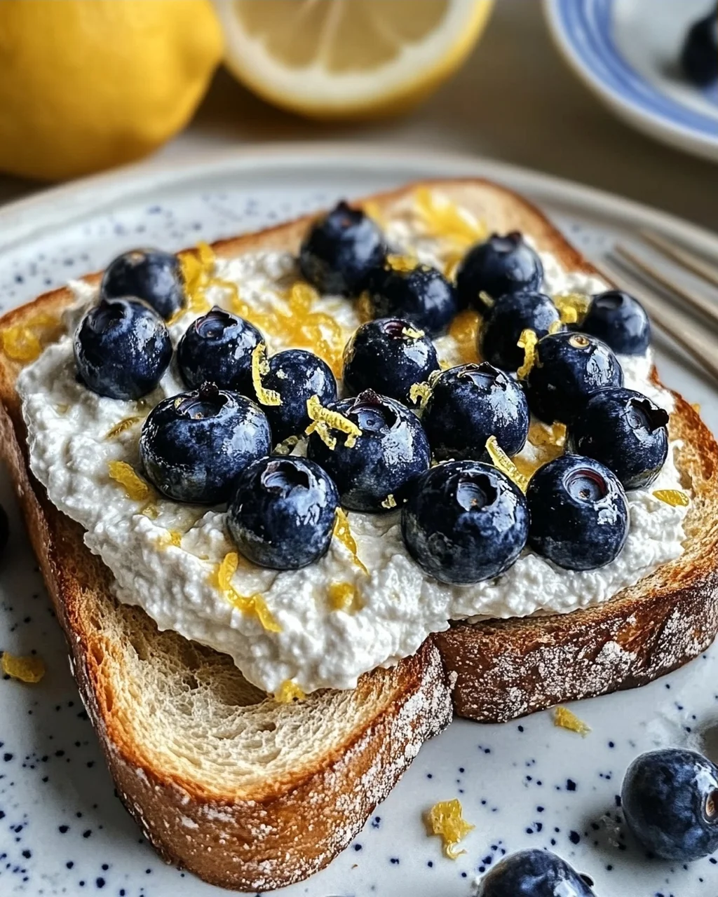 Zitronen-Blaubeer-Ricotta-Toast für jeden Tag